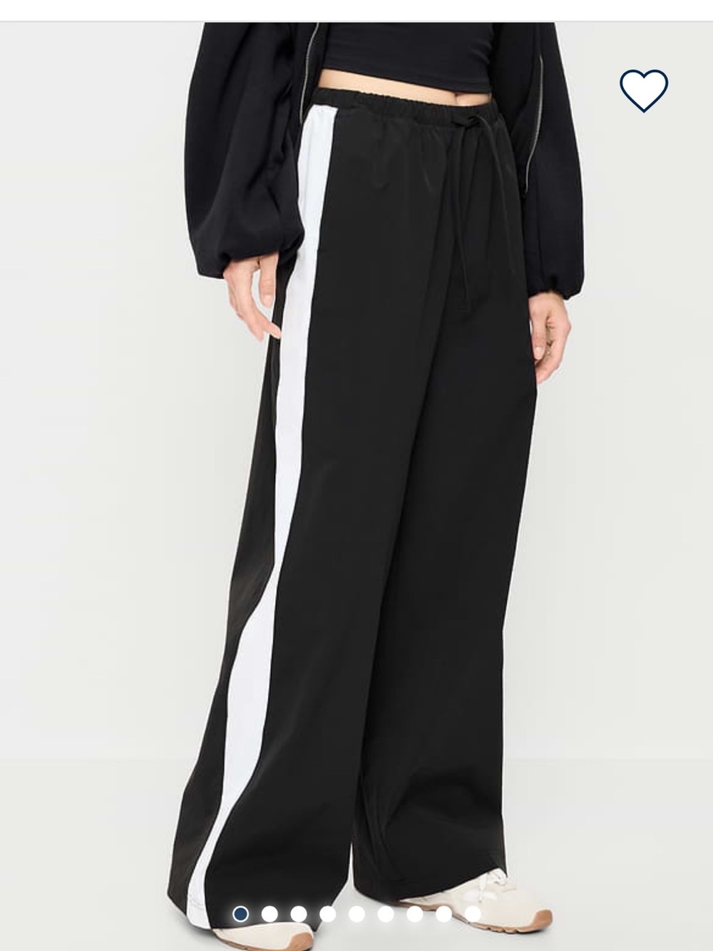 3 Old Navy Black Wide-Leg Track Pants with White Side Stripe (multicolor)